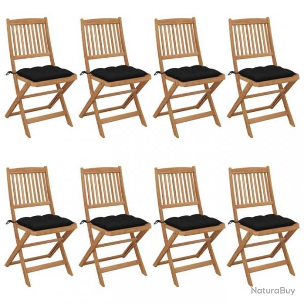 Chaises pliables de jardin 8 pcs avec coussins Bois d'acacia 3075043