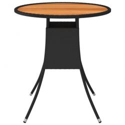 Table à dîner de jardin Noir Ø 70 cm Résine tressée et acacia 310466