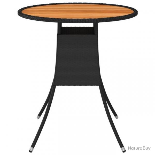 Table  dner de jardin Noir  70 cm Rsine tresse et acacia 310466