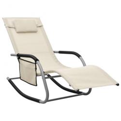 Chaise longue Textilène Crème et gris 310506