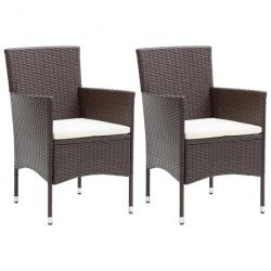 Chaises de salle à manger de jardin 2 pcs Résine tressée Marron 310554