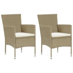 Chaises de salle à manger de jardin 2 pcs Résine tressée Beige 310553