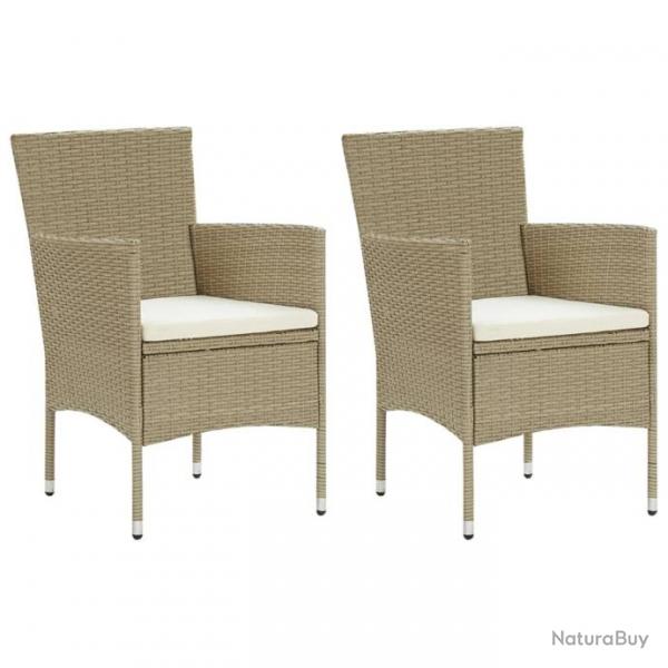 Chaises de salle  manger de jardin 2 pcs Rsine tresse Beige 310553