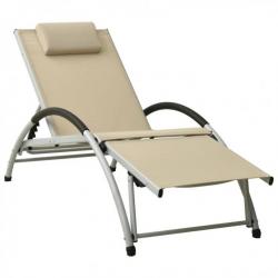 Chaise longue avec oreiller Textilène Crème 310530