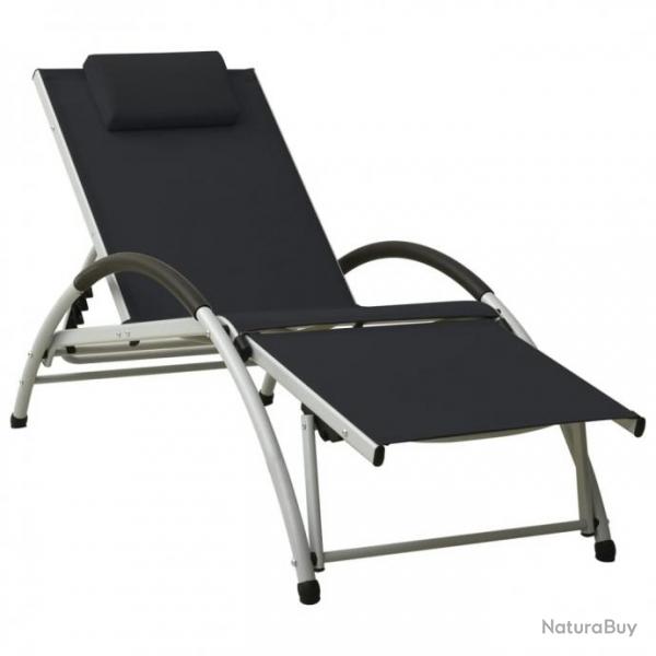 Chaise longue avec oreiller Textilne Noir 310529