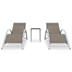 Chaises longues 2 pcs avec table Aluminium Taupe 310538