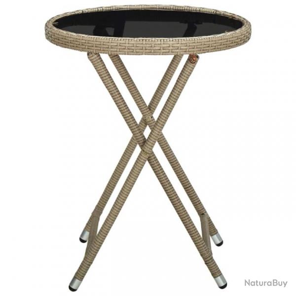 Table  th Beige 60 cm Rsine tresse et verre tremp 310559