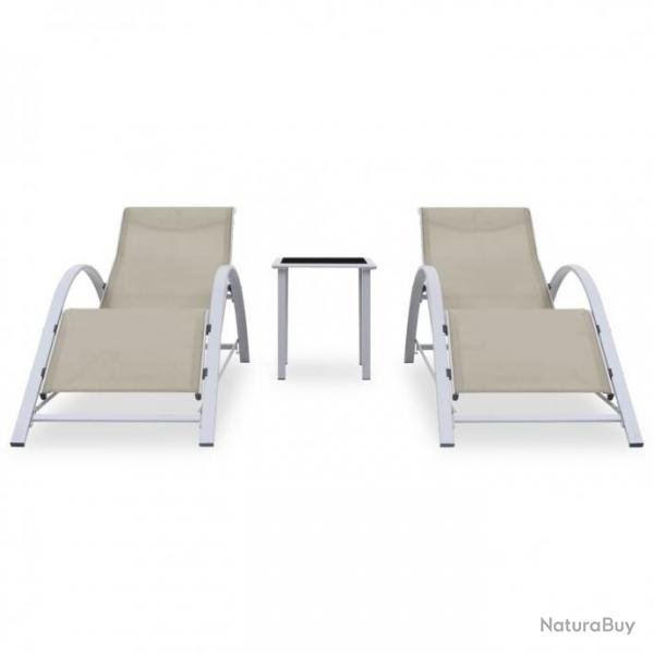 Chaises longues 2 pcs avec table Aluminium Crme