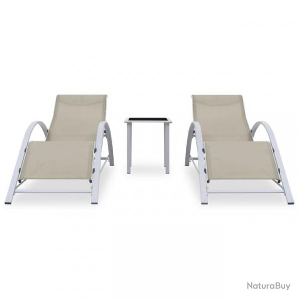 Chaises longues 2 pcs avec table Aluminium Crme