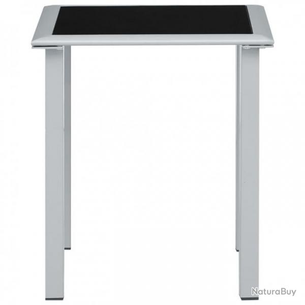 Table de jardin Noir et argent 41x41x45 cm Acier et verre 310541
