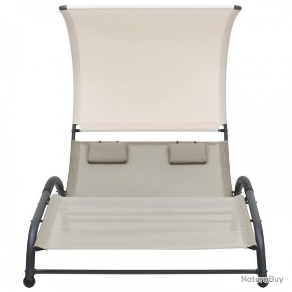 Chaise longue double avec auvent Textilne Crme 310544