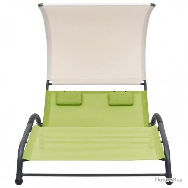Chaise longue double avec auvent Textilne Vert 310546