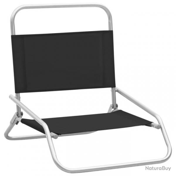 Chaises de plage pliables 2 pcs Noir Tissu 310366