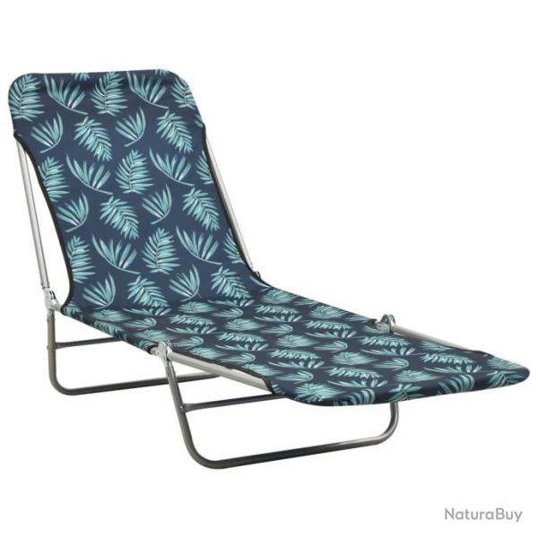 Chaises longues pliables 2 pcs Acier et tissu Motif de feuilles 310346