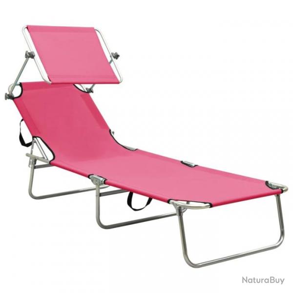 Chaise longue pliable avec auvent Rose Aluminium 310363