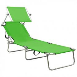 Chaise longue pliable avec auvent Vert Aluminium 310361