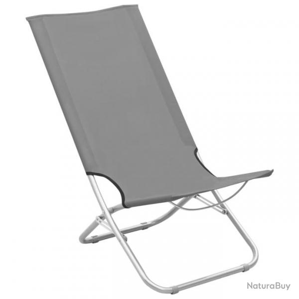 Chaises de plage pliables 2 pcs Gris Tissu 310377