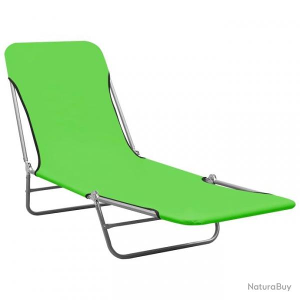 Chaises longues pliables 2 pcs Acier et tissu Vert 310343