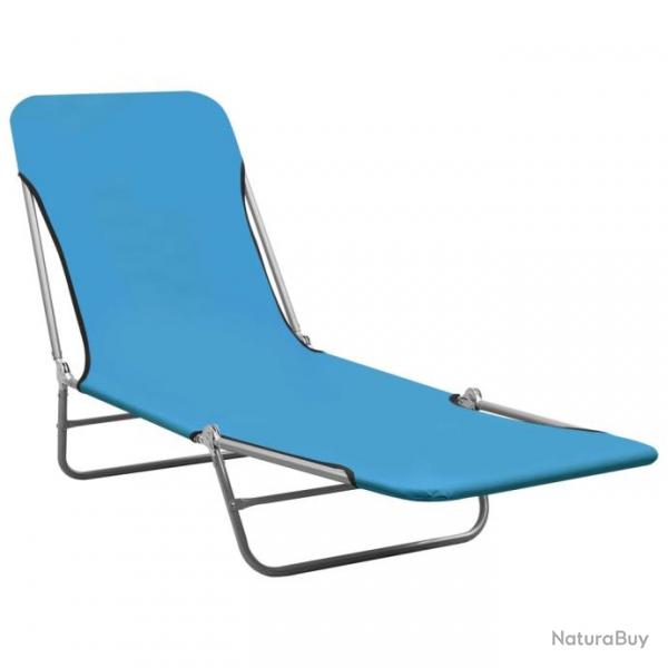 Chaises longues pliables 2 pcs Acier et tissu Bleu 310344