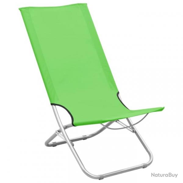 Chaises de plage pliables 2 pcs Vert Tissu 310379