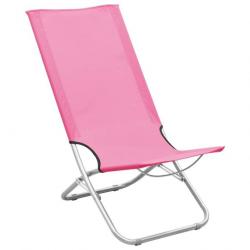 Chaises de plage pliables 2 pcs Rose Tissu 310381