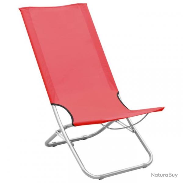 Chaises de plage pliables 2 pcs Rouge Tissu 310376