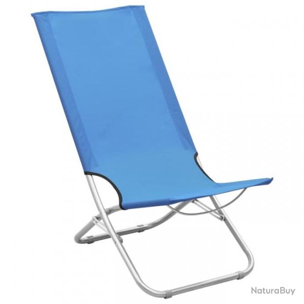 Chaises de plage pliables 2 pcs Bleu Tissu 310374