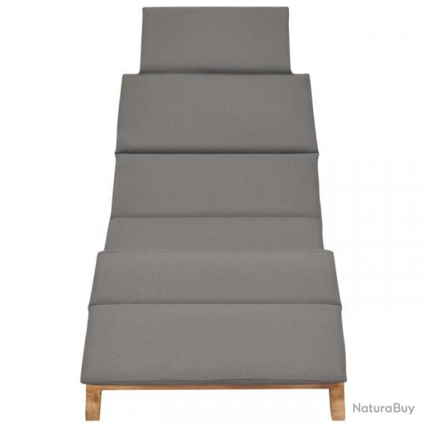 Chaise longue pliable avec coussin gris fonc Bois de teck 310668