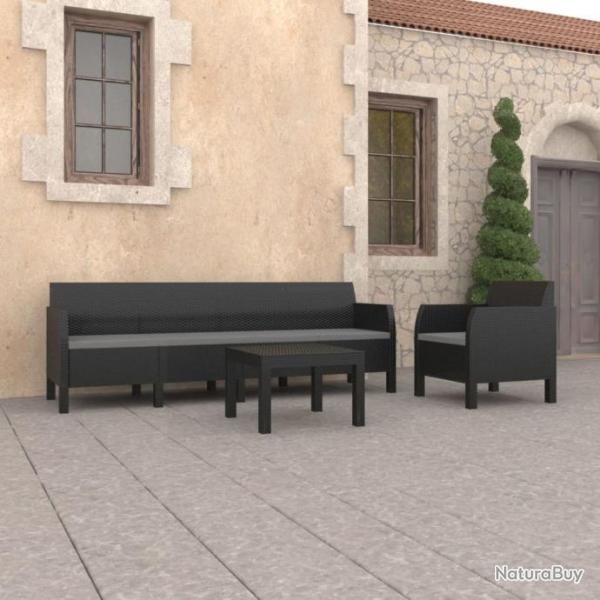 Salon de jardin 3 pcs avec coussins PP Anthracite 3079674