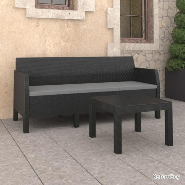 Salon de jardin 2 pcs avec coussins PP Anthracite 3079668