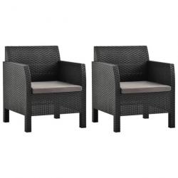 Chaises de jardin avec coussins 2 pcs PP Anthracite 3079666