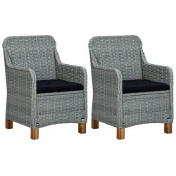 Salon de jardin 3 pcs avec coussins Résine tressée Gris clair 3060181