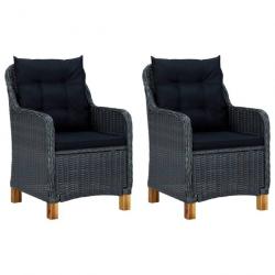 Salon de jardin 3 pcs avec coussins Résine tressée Gris foncé 3060180