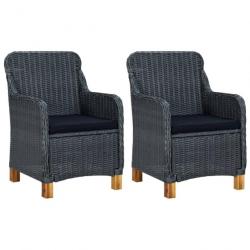 Salon de jardin 3 pcs avec coussins Résine tressée Gris foncé 3060179