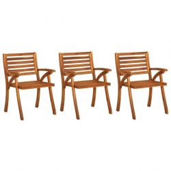 Chaises à dîner de jardin avec coussins 3 pcs Acacia massif 3060859