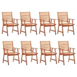 Chaises à dîner d'extérieur 8 pcs avec coussins Acacia massif 3078399