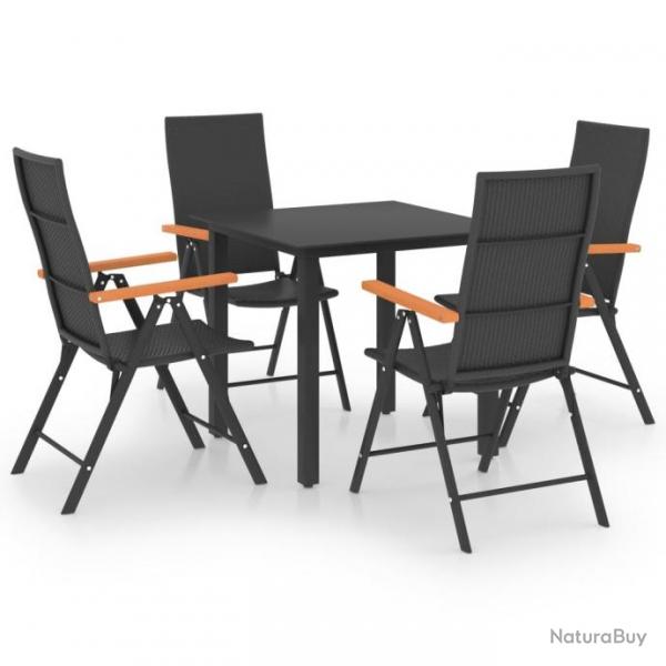 Meuble salle  manger de jardin 5 pcs Noir et marron 3060071