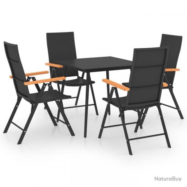 Meuble salle  manger de jardin 5 pcs Noir et marron 3060089