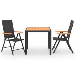 Meuble salle à manger de jardin 3 pcs Noir et marron 3060076