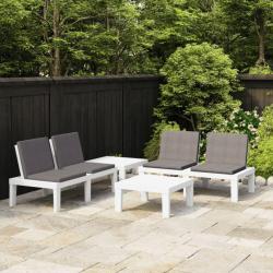 Salon de jardin 4 pcs avec coussins Plastique Blanc 3059831