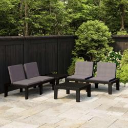 Salon de jardin 4 pcs avec coussins Plastique Gris 3059832