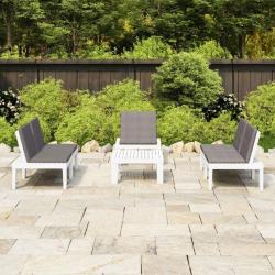 Salon de jardin 4 pcs avec coussins Plastique Blanc 3059835