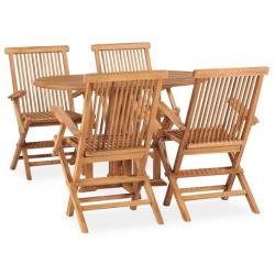 Mobilier à dîner d'extérieur pliable 5 pcs Bois solide de teck 3059975