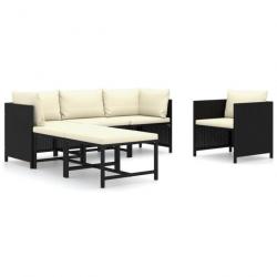 Salon de jardin 6 pcs avec coussins Résine tressée Noir 3059783