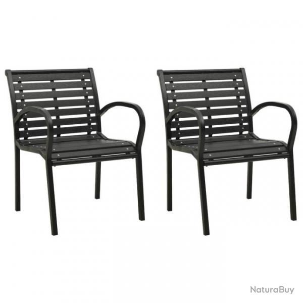 Chaises de jardin 2 pcs Acier et WPC Noir 312034