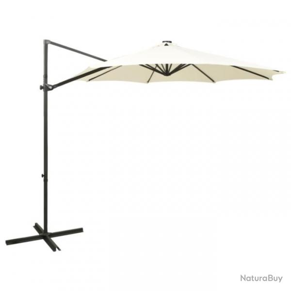 Parasol dport avec mt et lumires LED Sable 300 cm 312336