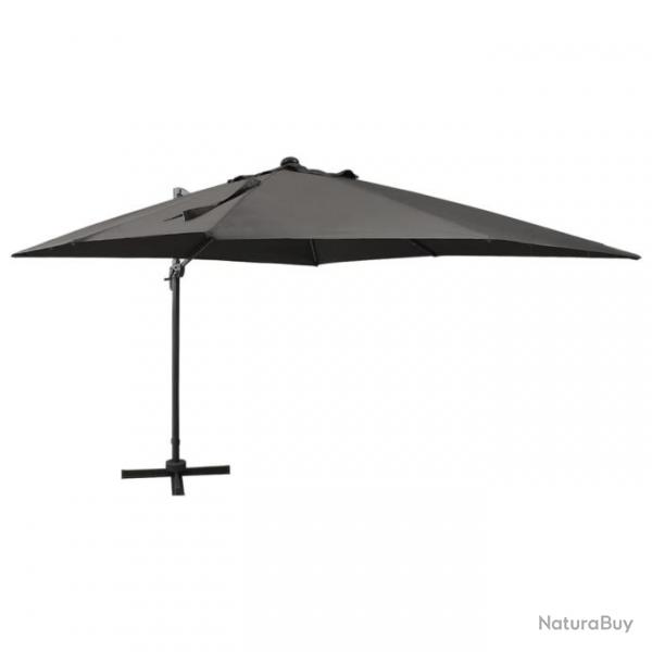 Parasol dport avec mt et lumires LED Anthracite 300 cm 312346