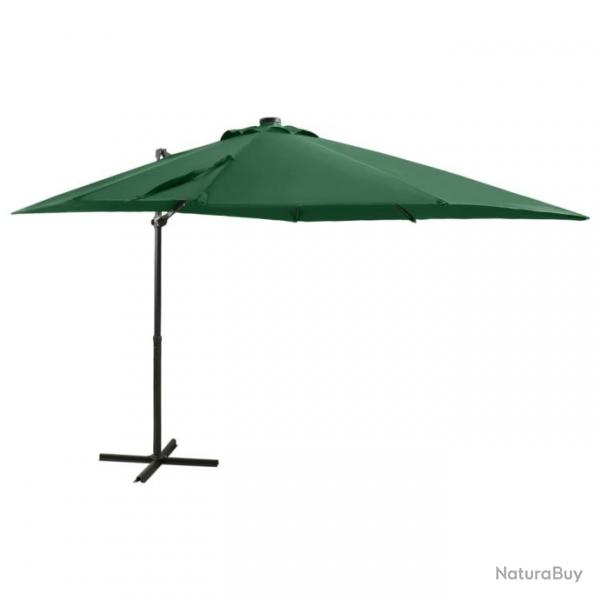 Parasol dport avec mt et lumires LED Vert 250 cm 312321