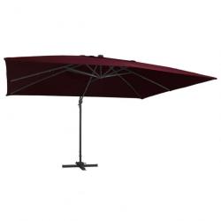 Parasol déporté avec lumières LED Rouge bordeaux 400x300 cm 312318