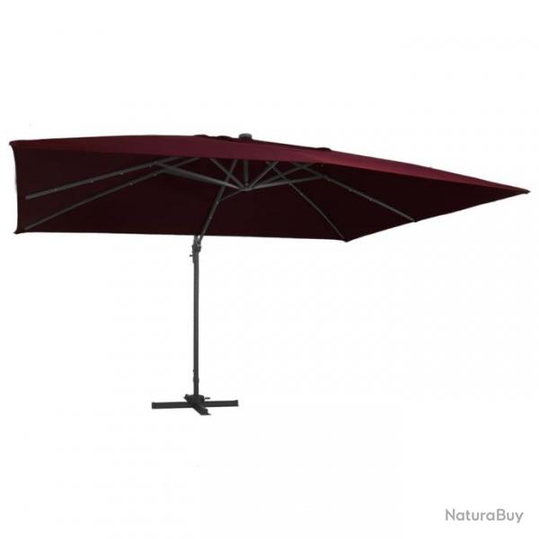 Parasol dport avec lumires LED Rouge bordeaux 400x300 cm 312318